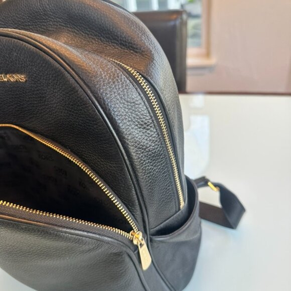 Michael Kors Large Backpack, Black Pebble Leather w/ gold accent main image 8